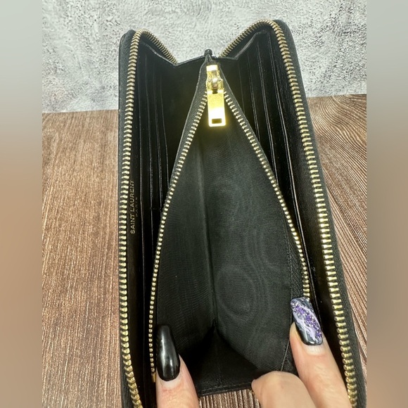 SAINT LAURENT Calfskin Pink Leopard Classic Letters Zip Around Wallet​ EUC RARE​ - Picture 9 of 12